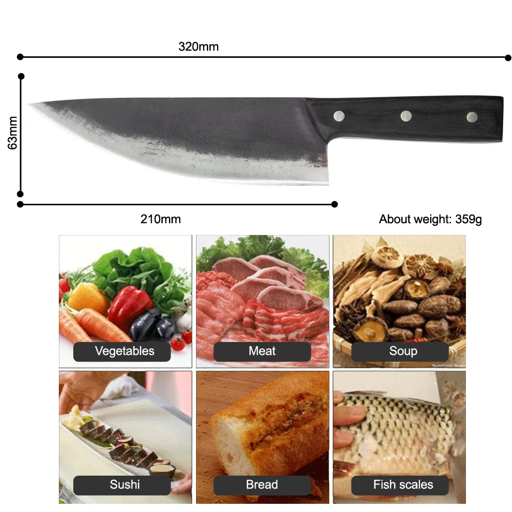 XYj Мясник кухонные инструменты-ножи Ручная ковка шеф-повара Мясник нож овощерезка черная ручка Аксессуары Инструмент