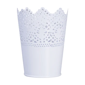 

White Lace Steel Vase Holder Fake Flower Pot Vase Storage Organizer