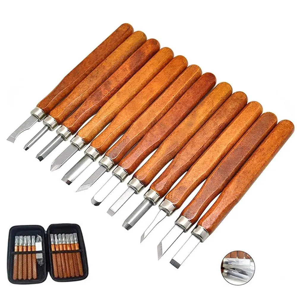 Juego de cinceles para tallar madera, herramientas para tallar madera,  bricolaje, 12 piezas, Kit de cuchillos para jabón, calabaza, verduras, con  almacenamiento|Artesanías DIY de madera| - AliExpress