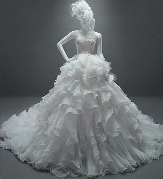 

Real Sample See Through A-Line Scoop Sleeveless Beaded Chapel Train Ruffles Vintage Lace bridal 2018 mother of the bride dress