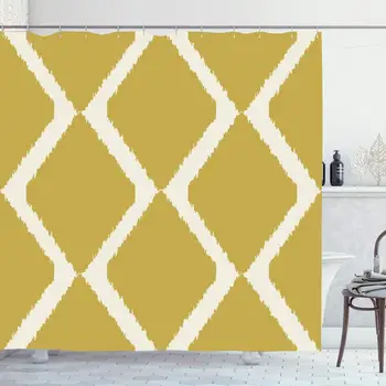 

Shower Curtain Set with Hooks 60x72 Inches Diagonal Texture Ikat Style Indian Modern Feather Retro Pattern Abstract Motif Simple