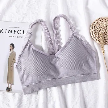 

Female Comfortable Underwear Shoulder-Strap Active Bra Women Gatherede-bra Cotton Seamless Bras Back-Underwear Without Rim-Bra