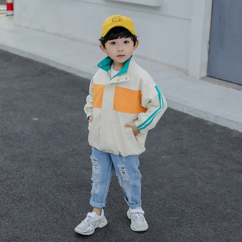 

Childrenswear BOY'S Spring Clothing Casual Mixed Colors Trench Coat Children Stand Collar Children Shirt Kids' Jacket Zip-up Shi