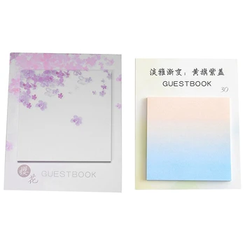 

4 Pcs Cute Kawaii Cherry Blossoms Memo Pad Sticky Notes Stationery Sticker with Gradient Color Self-Adhesive Memo Pad