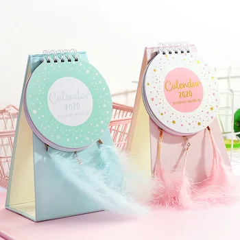 

2020 Creative Feather Desk Calendar Cute Memo planner Plan To Do List Daily Note Desktop Calendars weekly office school supply