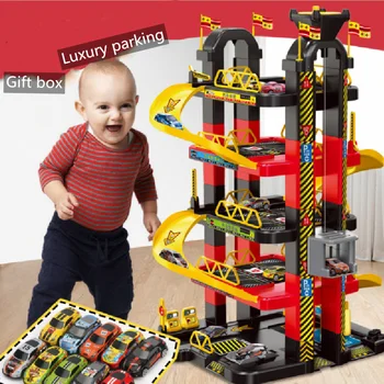 

Agnicy Three-dimensional Children's Rail Garage Toy Boy Gift Multi-storey Lift Parking Lot with Five Floors and Ten Cars