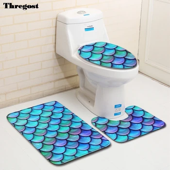 

Thregost Europe Print 3pcs Bathroom Carpet Non Slip Rug Shower Mat Non Slip Memory Foam Rugs Microfiber Water Absorbing Mats
