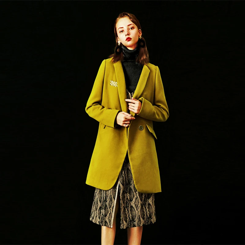 EELMOOR 2019AW темно-золотой шерстяной костюм