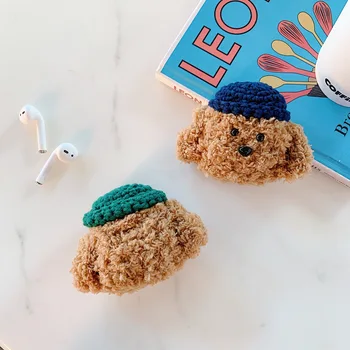 

Woollen Girl Korea Teddy Dog Plush Earphone Case For Airpods 12 Wireless Bluetooth Headphone Headset Cover Charging Box