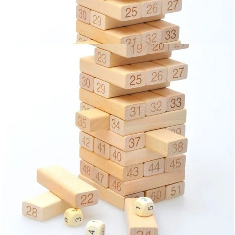 

1 Pcs Fashion Adult Intelligence Small Digital Layer Stacking Log Blocks Stacked High Jenga Leisure Wooden Toys