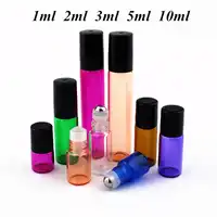 50 stks/partij 1ml 2ml 3ml 5ml 10ml Dunne Glas Roll op Fles Sample Test Roller etherische Olie Flesjes met Rvs/Glazen Bal