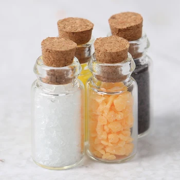 

4Pcs 1:12 Miniature Display Glass Bottles Jars with Cork for Food Storage Dollhouse Kitchen Accessories