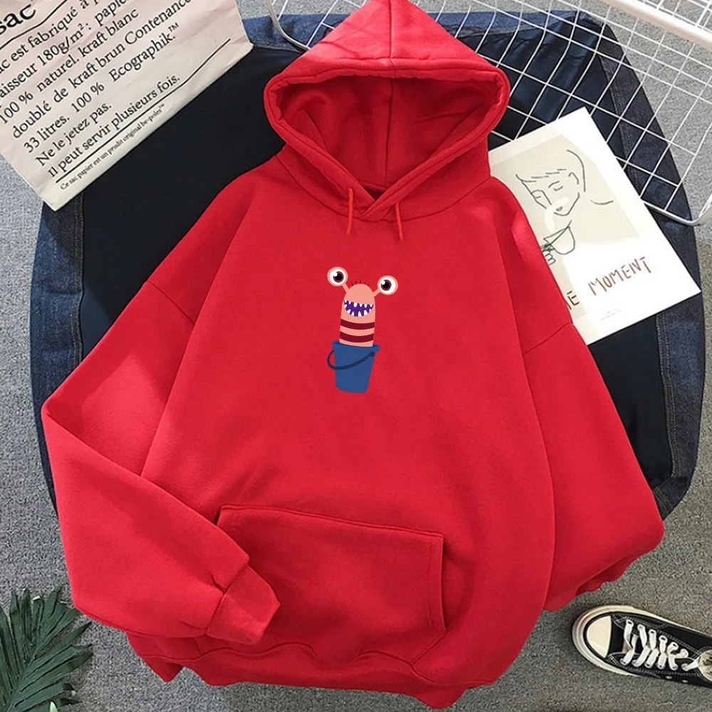 Женская толстовка с капюшоном Bucket Big Eyes черная или розовая в стиле Харадзюку