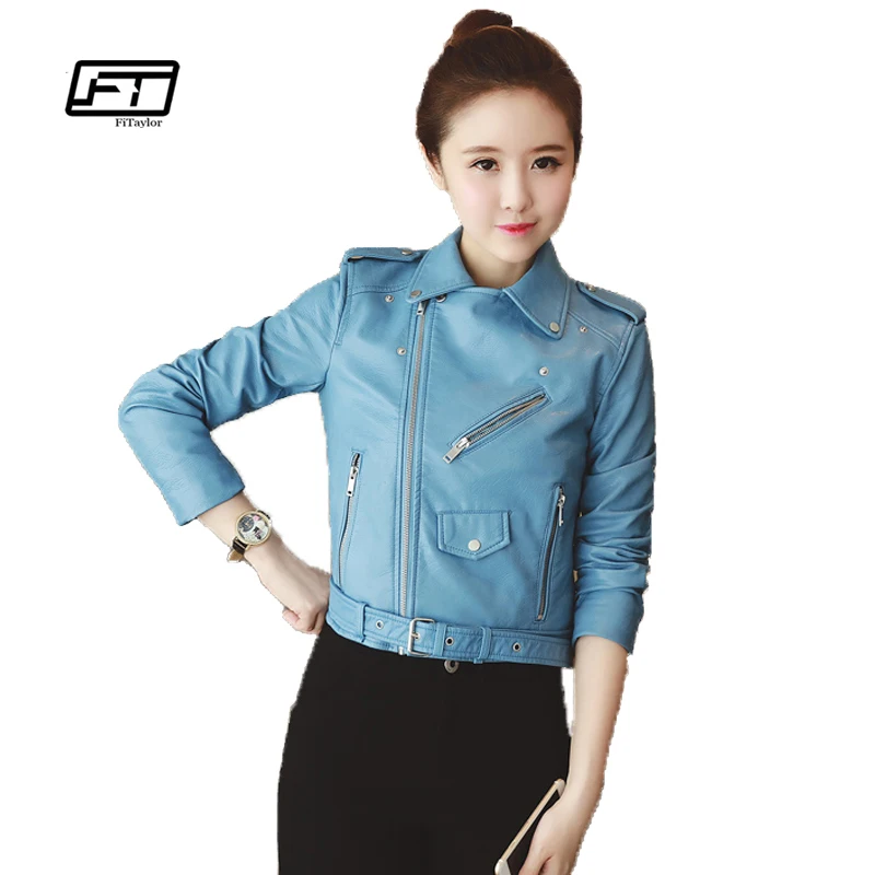 

Spring Autumn Women Leather Jackets Soft Pu Faux Leather Coats Slim Short Design Turn Down Collar Motorcycle Jacket