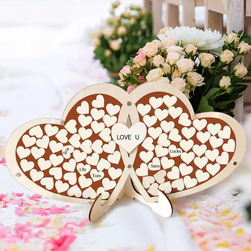

Romantic Double Heart Shape Wedding Signature Puzzle Memory Guest Book Support Dropshipping