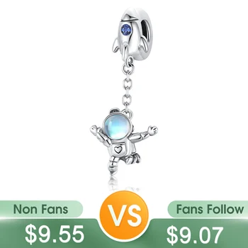 

BISAER 925 Sterling Silver Spaceship & Astronaut Charms Animal Beads fit Bracelet Beads for Silver 925 Jewelry Making ECC1695