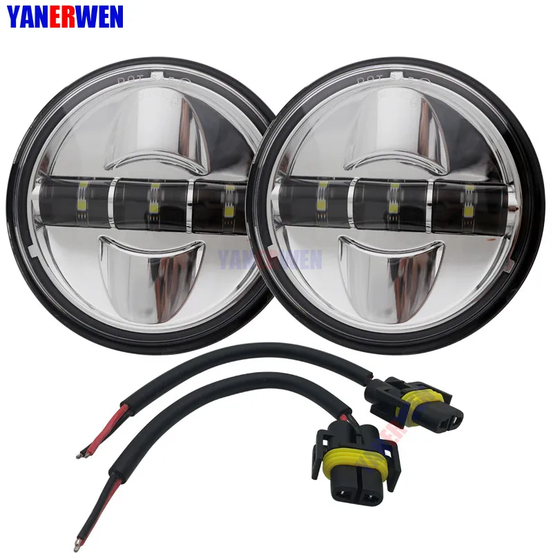 2 PCS Silver Light Аксессуары для двигателя 4,5 дюймов светодиодные противотуманные фары вспомогательное Вождение лампы для FLSTC Heritage Softail Классический FLHR Road King ближнего света - Цвет: 2 PCS Silver Light