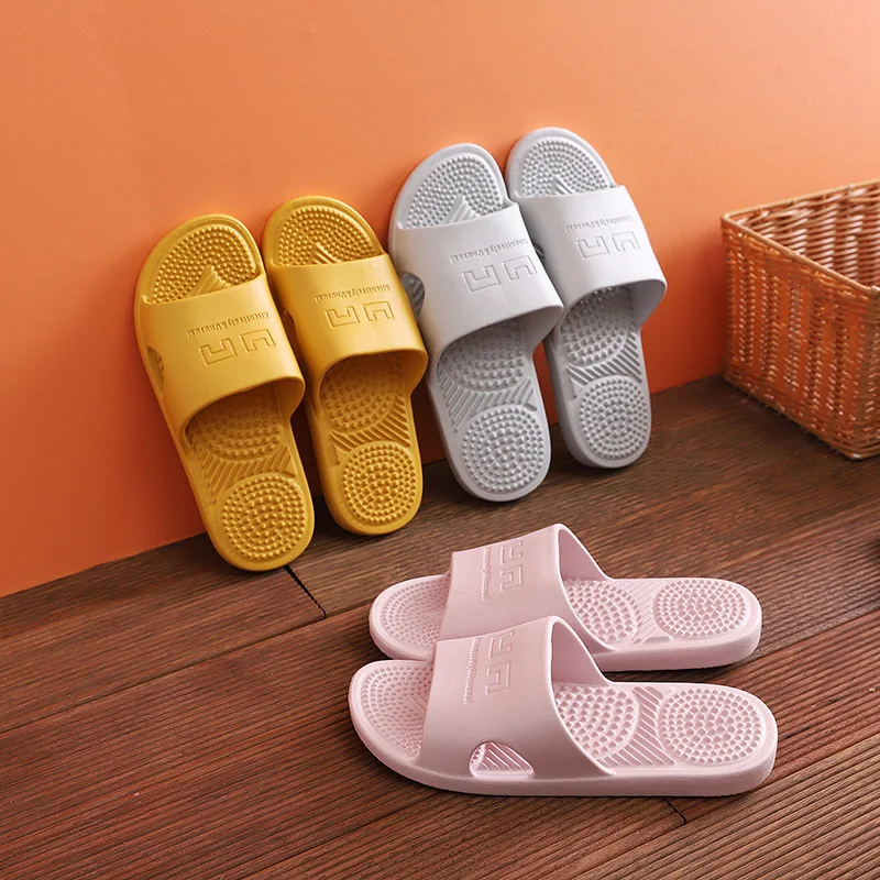 

Simple Leisure Pajamas Slipper Bathroom Anti-slip Wear-Resistant Sandals Solid Color Light Foot Massage Toe Covering Slipper