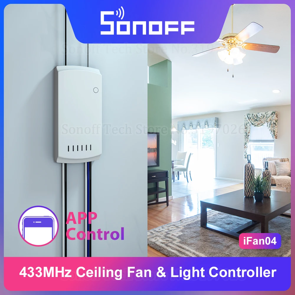 SONOFF iFan04 433 МГц RF 110 В/220 В потолочный вентилятор и светильник щение пульт