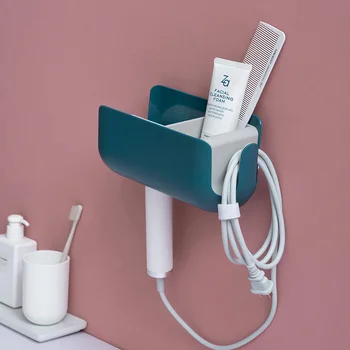 

2020 Bathroom Shelf Hair Dryer Bracket Winding Free Punching Multi-Function Storage Rack Hair Dryer Storage Box