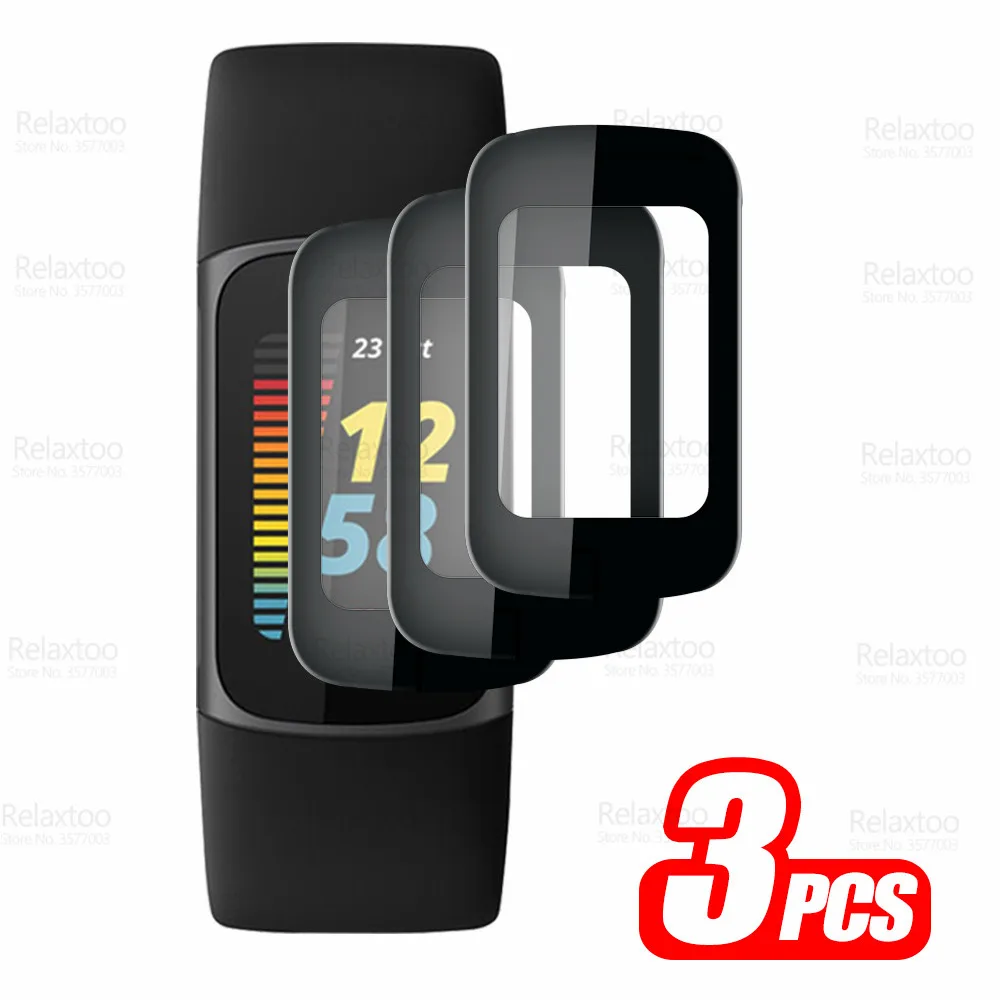 3-1Pcs 9D Curved Protective Glass For Fitbit Charge 5 Glass Soft Fiber Screen Protector Charge5 Smart Bracelet Watch Safety Film 