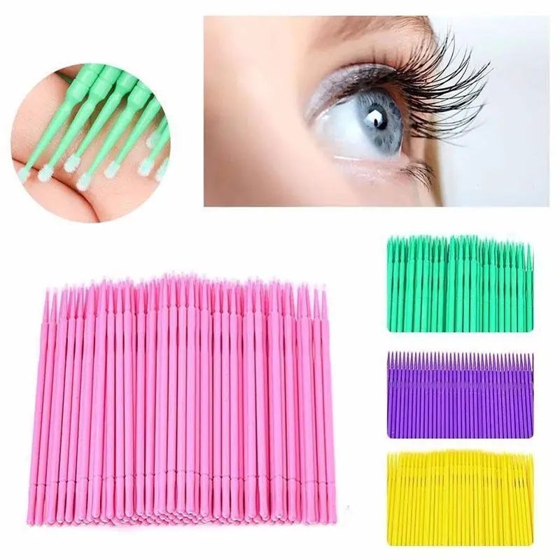 

MeterMall 100pcs Durable Micro Disposable Eyelash Extension Makeup Brushes Individual Applicators Mascara Removing Tools Swabs