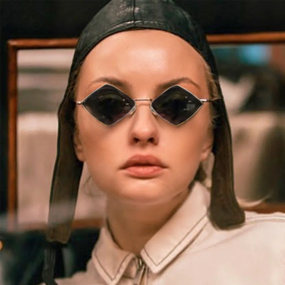 不規則なサングラス海フィルム菱形サングラス新 19 ジュディヒップホップスタイル赤黄レンズ金属ヴィンテージクール Gafas デゾル Aliexpress アパレル アクセサリー