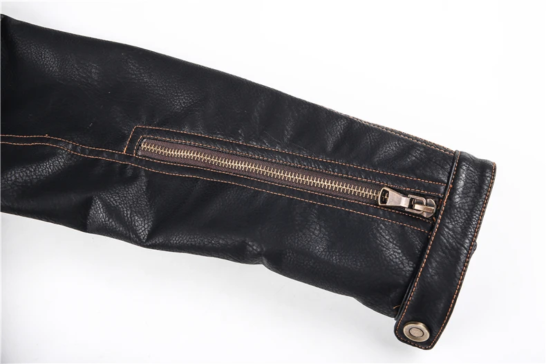 Goocyber Mens Fashion Lapel Multi-Zipper PU Leather Jacket