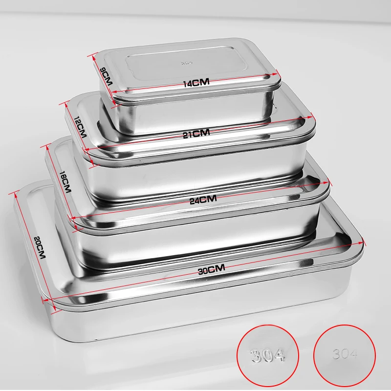 

Stainless steel Sterilization tray box square plate 304 thick without hole cover surgical instruments