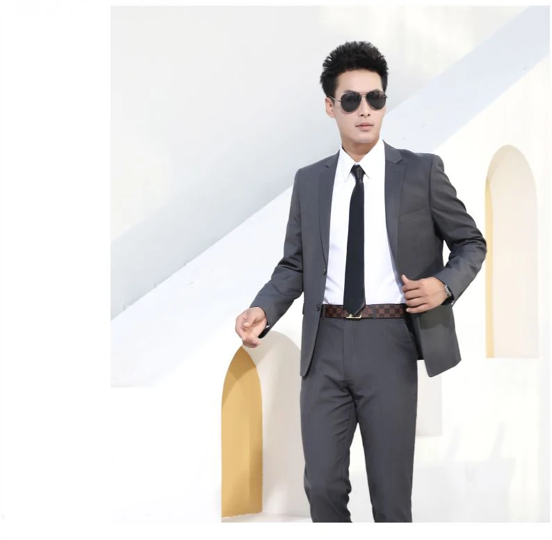 Shenrun Men Suits Slim Business Formal Casual Classic Suit Wedding Groom Party Prom Single Breasted Color Black Gray Navy Blue