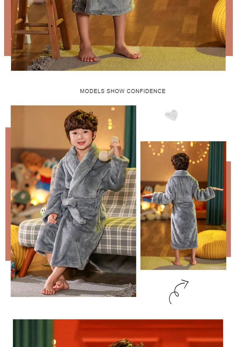 MudiPanda Winter Kids Sleepwear Robe 2020 Flannel Warm Bathrobe For Girls Teenagers Children Pajamas For Boys 2-14 Years sleepwear for kid female