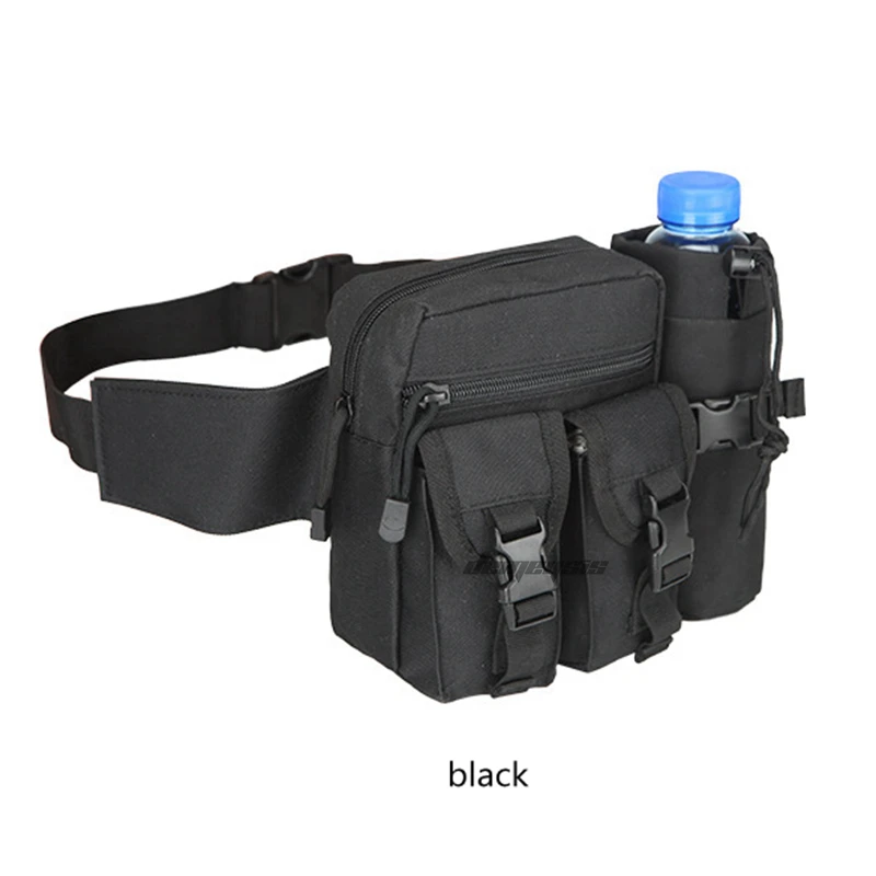 black Tactical Hutning поясная сумка прочная Molle походная Беговая сумка со съемным чайником камуфляжная Сумка для кемпинга альпинизма поясная сумка - Цвет: black