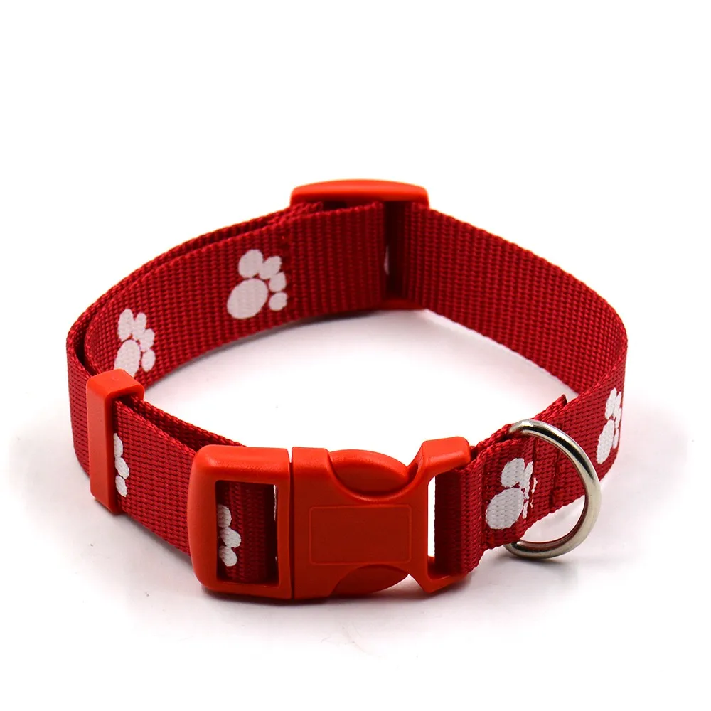 Red Luminous Paw Ошейник для питомца собаки светящийся/отражающий кость/лапа стиль регулируемый ошейник для собаки ошейник для питомца щенка нейлоновые ошейники для маленьких собак S L поводок для питомца - Цвет: Red Luminous Paw
