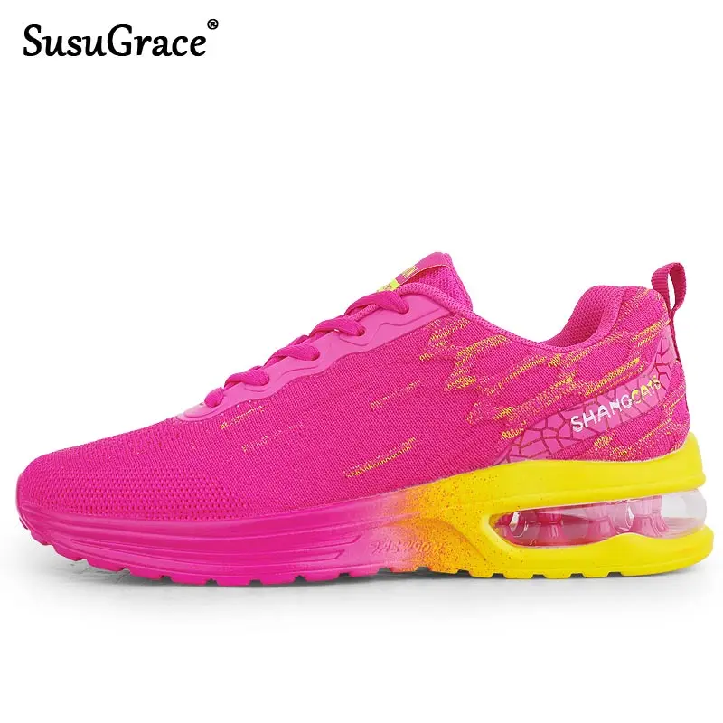 SusuGrace 2022 Womens Running Shoes Air Cushion Athletic Sneakers Walking Breathable Sport Lace Up Hight Platform Casual | Спорт и