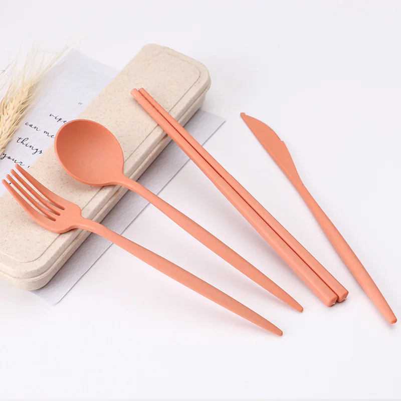 Wheat Straw Dinnerware Sets Fork Spoon Knife Set Utensil Travel Eco-Friendly Portable Tableware For Kitchen Cutlery Set