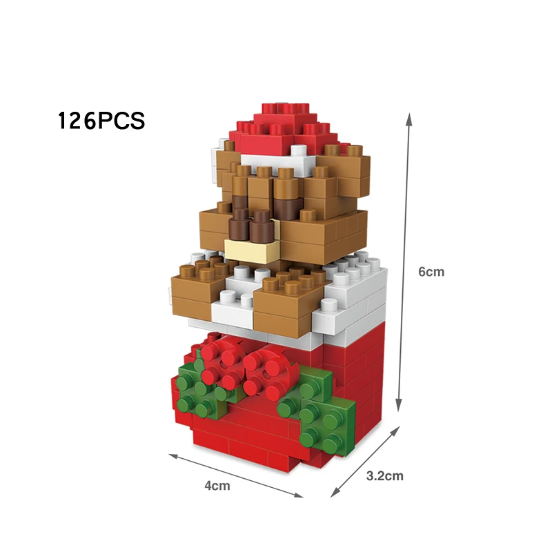 Забавный создатель, зимний Санта Клаус, снеговик, медведь, микро алмаз, строительные блоки, фигурки, нанокирпичи, Обучающие игрушки, рождественский подарок