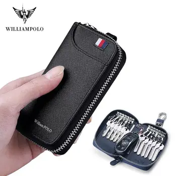 

Holder Genuine Leather Pocket Purse Male Bus Card Holder with Zipper and Hasp