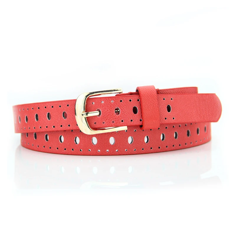 

New ladies belt pin buckle thin belt fashion hundred matching pants with hollow punk women belt luxury fashion harajuku