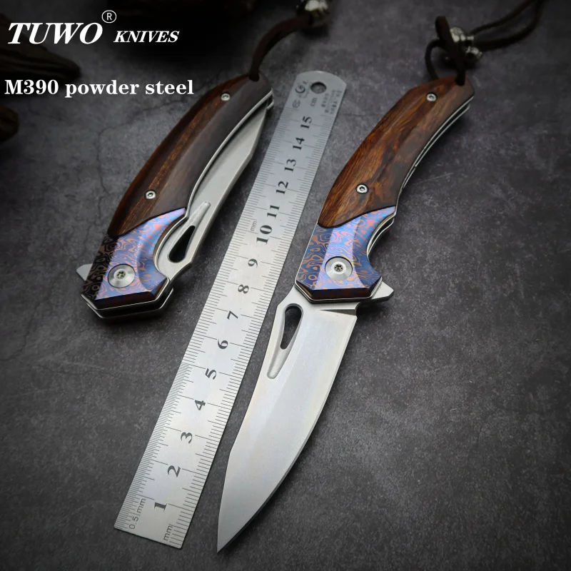 TUWO ножи M390 порошок стали EDC портативный для использования на улице складной нож карманный нож шарикоподшипник нож с деревянной ручкой|Ножи| | АлиЭкспресс