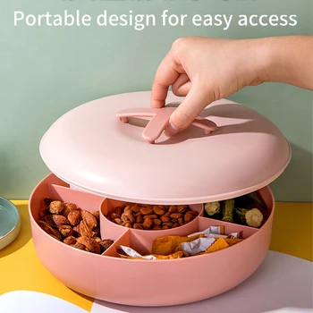 

With Lid Storage Tray Home Decor Multi Sectional Festival Cute PP Nuts Candy Large Capacity Snacks Partition Manager Living Room