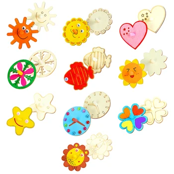

20/24Pcs Children's DIY Painting Coloring Gyro Toy Wooden Spinning Tops DIY Wood Spin Tops for Party Favors Educational Toys