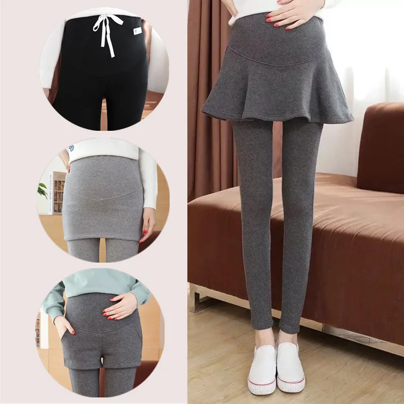 

Leggings for Pregnant Woman 2019 Spring And Autumn Maternity Pants Skirt Brushed And Thick Shorts Fake Two-Piece Autumn And Wint