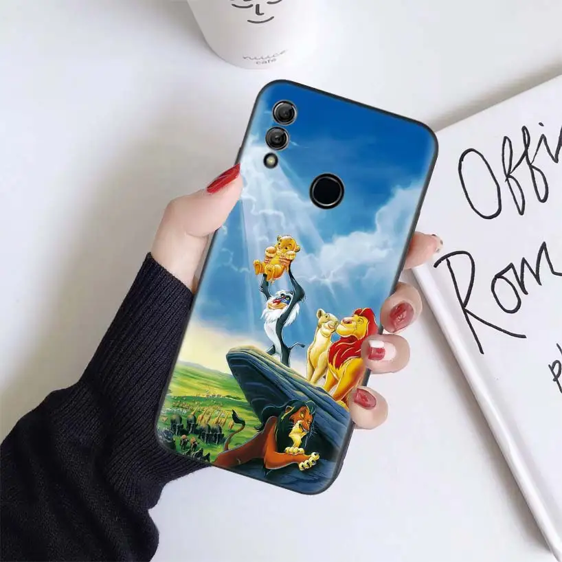 С принтом "Король Лев: Симба черный чехол для huawei Honor 9X 8X Y9 фотоаппаратов моментальной печати 7S 7X9 10 Lite 8A Pro 20i Y5 Y6 Y7 мягкий чехол для мобильного телефона