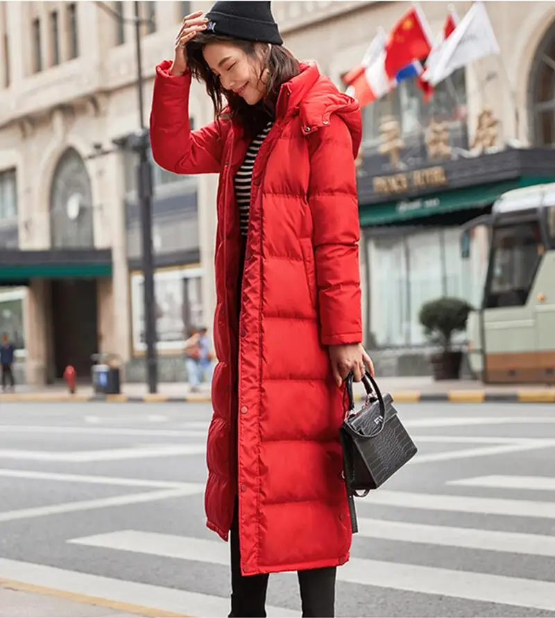 

Winter Women Down Jacket 2019 New Winter Women Down Pakra Long Slim Thickening Warm Coats Jackets Female Outerwear Black Red