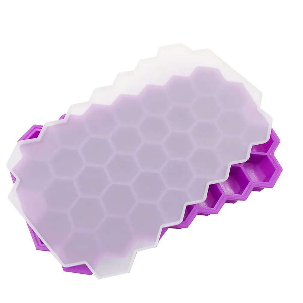 

Honey Cube Honeycomb Tray 37 Silicone Cubes Ice Cube Making Mold with Lids for Ice Cream Party Whiskey Cocktail Cold Drink