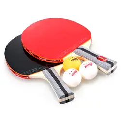 Лучшее качество Настольный теннис ракетка для пинг-понга весло набор ракетки для настольного тенниса и 3 мяча с чехлом для 2 игроков