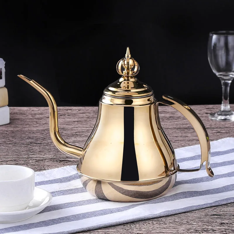 1.8L/1.2L Stainless Steel Teapot Golden Silver Pot With Filter Palace Tea Kettle Long Mouth Water Kettle tea kettle