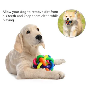 

Dog Cat Toy With Small Bell Rainbow Molars Rubber Ball Play For Dogs Teeth Training Pet Puppy Toys Dog Ball Toys Pet Supplies