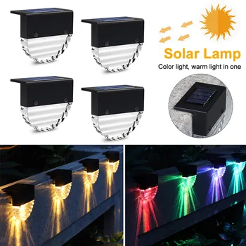 

4pcs Solar Deck Lights Easy Install Walkways Auto On Off Pathway IP55 Waterproof Garden Decor Battery Powered 2 Modes Lighting