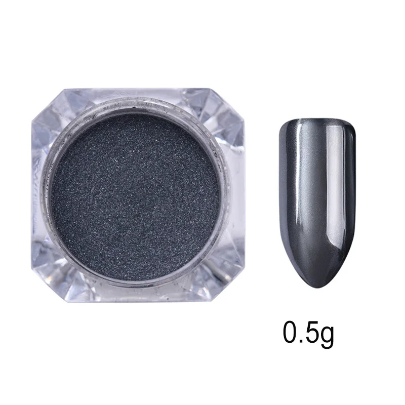 Nail Art Mirror Pigment Powder Nail Glitter Metallic Color Shining Rose Gold Metal Nail Polishing Chrome Dust For UV Gel - Цвет: Black